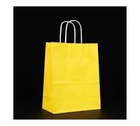 10/25 bolsas de papel kraft multifuncionales reciclables con asas (amarillo, 10 unidades, 28 x 15 x 28 cm)