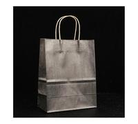 10/25 bolsas de papel kraft multifuncionales reciclables con asas (gris, 25 unidades, 21 x 11 x 27 cm)