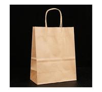 10/25 bolsas de papel kraft multifuncionales reciclables con asas (marrón, 10 unidades, 15 x 8 x 21 cm)