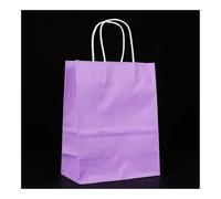 10/25 bolsas de papel kraft multifuncionales reciclables con asas (morado, 10 unidades, 32 x 11 x 25 cm)