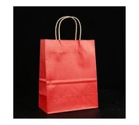 10/25 bolsas de papel kraft multifuncionales reciclables con asas (rojo, 25 unidades, 21 x 14 x 27 cm)