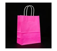 10/25 bolsas de papel kraft multifuncionales reciclables con asas (rosa, 25 unidades, 26 x 12 x 31 cm)