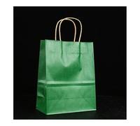 10/25 bolsas de papel kraft multifuncionales reciclables con asas (verde, 10 unidades, 15 x 8 x 21 cm)