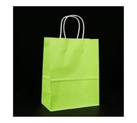 10/25 bolsas de papel kraft multifuncionales reciclables con asas (verde grisáceo, 25 unidades, 26 x 12 x 31 cm)