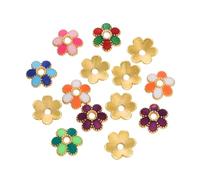 10-30pcs/lot Tapas De Perlas De Aleación De Flores De Esmalte Coloridas | Pulsera de goteo de aceite de aleación, tapas espaciadoras de cuentas