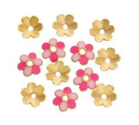 10-30pcs/lot Tapas De Perlas De Aleación De Flores De Esmalte Coloridas | Pulsera de goteo de aceite de aleación, tapas espaciadoras de cuentas