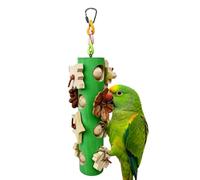 10.4 Inch Wooden Bird Entertainment Toy, Cage Mounted Gnawing and Play Perch for Small Parrots, Interactive Boredom Relief Accessory for Conures Parakeets Cockatiels Lovebirds Canaries Daily Use