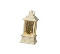 (10.5 cmx10.5 cmx23.5 cm,White)Christmas Snow Globe Lantern Desktop Ornament Musical for Holiday Party Home Bronze Santa