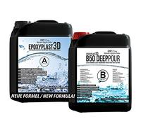 10,5 kg de resina epoxi EpoxyPlast 3D B50 DEEP POUR 5 cm de altura de fundición para rivertido I Ultra transparente diamante I Máxima protección UV I Resina de fundición I Cristal transparente I