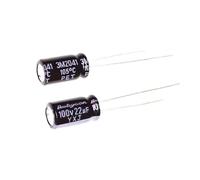 10/50 condensadores electrolíticos de aluminio de alta frecuencia y larga duración, 100 V, 22 µF, 6,3 x 11 mm(50Pcs)