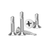 10/50 piezas #8 M4.2 410 tornillos de chapa para chapa autorroscante 410 acero inoxidable con cabeza plana y tornillos autoperforantes rápidos de alta resistencia (4,2 x 32 50 piezas)