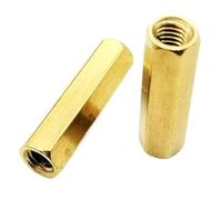 10/50 piezas de latón macizo de cobre M2 M2.5 M3 M4, separador hexagonal, espaciador de perno hembra for columna de pilar(6mm,M3 10pcs)