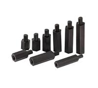 10-50 piezas de separadores de nailon macho a hembra M2 M2.5 M3 M4 M5 M6*L+6, tornillos de plástico for columna de espaciador de nailon PCB blanco y negro(Black,18mm)