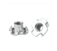10-50 piezas M2 M3 M4 M5 M6 M8 M10 M12 1/4-20UNC inserto de madera Tuerca de cuatro garras Tuerca de altavoz en T ciega for muebles(20PCS,M4)