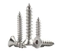 10/50 Uds M2 M3 M4 M5 cabeza plana hexagonal tornillo autorroscante 304 acero inoxidable Allen avellanada de madera(30mm,M4 x 10pieces)