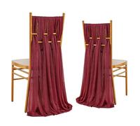 10/50PCS Chiffon Chair Sashes Wedding Decoration 17x250cm Aisle Decorations Party Banquet Event Para decoración de bodas, fiestas, ceremonias y re(Burgundy,10 pcs)