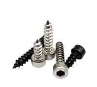 10/50X M2 M2.6 M3 M3.5 M4 M5 M6 304 Acero inoxidable negro acero al carbono Allen hexagonal cabeza de casquillo tornillo autorroscante de madera(Black carbon steel,4MM_50PCS M2)