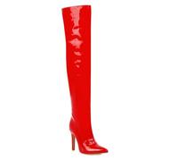 10.5CM Sexy otoño e Invierno Lado Cremallera Tacones de Aguja Botas de Jinete de Las Mujeres Altas sobre Las Botas de la Rodilla,Rojo,41 EU