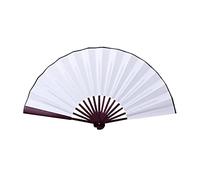 10.6 pulgadas/13 pulgadas de tela de seda chino en blanco abanico plegable de madera de bambú antiguo abanico plegable para pintura de caligrafía decoración del hogar (color: blanco, tamaño del