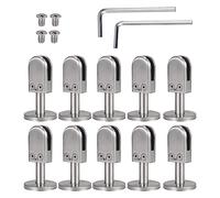 10 abrazaderas de vidrio acero inoxidable 304 s, abrazadera piso redonda con parte posterior plana, estante, barandillas escalera, más confiable(6~8mm,40mm high)