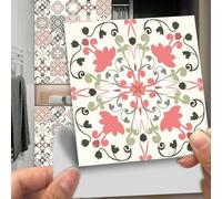 10 adhesivos para azulejos, color rosa, marroquí, para baño, cocina, pared, escalera, suelo, impermeable, autoadhesivo, patrón decorativo