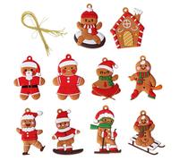 10 adornos navideños de hombrecito de jengibre para árbol de Navidad, adornos de jengibre, adornos navideños, adornos de jengibre para árbol de Navidad con cuerda