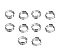 10 anillos de abrazadera PEX de acero inoxidable, accesorios de crimpado de una sola oreja para tubos de 7 a 14 mm, abrazaderas de manguera con diseño de sellado de 360° (14 mm)