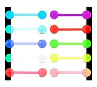 10 anillos para la lengua, barras para la lengua de acrílico, barras para piercing de lengua para los bila