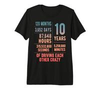 10 años Casados Divertido décimo Aniversario de Boda Camiseta Premium