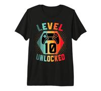 10 Años Cumpleaños Regalo Gamer t Shirt Level 10 Unlocked Camiseta Premium
