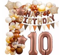 10 Años Globos Retro Brown, 10 Años Cumpleaños Niña Niño, Cumpleaños 10 Guirnalda Globos, Arco Globos 10 Años Cumpleaños Café, 10 Años Beige Vintage Globos 10 Años Cumpleaños Decoraciones