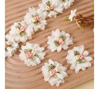 10 apliques de flores de tul 3D beige hechas a mano | Apliques de rosas para manualidades, para ropa, zapatos, sombreros, bodas y decoración del hogar