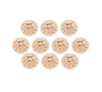 10 apliques de madera tallada en forma de flor redonda para muebles | Calcomanías de madera sin pintar para armario, cajón, pared, cama, puerta, tocador, espejo, armario, 3 cm / 1.18in