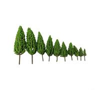 10 árboles modelo de pino de 4,8 a 16 cm para tren, ferrocarril, diorama, juego de guerra, paisaje, paisaje, escala 1:100, decoración de plástico, bonsái en miniatura verde