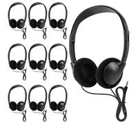 10 auriculares con cable, auriculares estéreo, auriculares de audio de 3,5 mm, sonido claro, auriculares de diadema retro para estudiantes, adolescentes, bibliotecas, laboratorios de ordenador