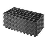 10 bandejas para iniciación de semillas, bandeja gruesa y reutilizable de 50 células para propagación de plantas, bandejas de plástico para viveros para jardinería de invernadero interior, color negr