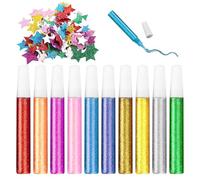 10 barras de pegamento con purpurina, 1 paquete de parches de polvo de oro, para manualidades, lápices de decoración en polvo con purpurina, multicolor