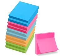 10 Blocs Notas Adhesivas, 76 x 76 mm Sticky Notes, 100 Hojas por Bloc, 5 Colores Brillantes, Block de Notas Removible para Oficina, Estudio, Planificación y Hogar