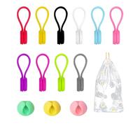 10 Bobinadores Magnéticos para Cables, 3 Sujetadores, Bolsa de Almacenamiento, Organizador Magnético, Abrazadera de Silicona, Bridas