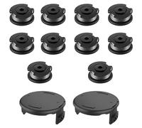 10 bobinas de desbrozadora con 2 tapas protectoras para Bosch Easy GrassCut 18-230 - Negro, 7,5 x 7,4 cm