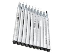 10 Bolígrafos de Tinta Fineliner Negros de Varios Tamaños, Resistentes Al Agua, Calidad de Archivo, No Tóxicos para Manualidades de Dibujo Lineal