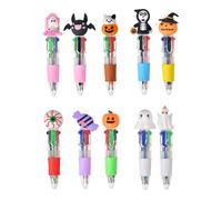 10 bolígrafos multicolor de Halloween con tapas de fantasma, murciélago, calabaza y calavera