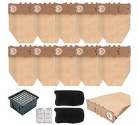 10 Bolsas Aspiradora Compatibles con Vorwerk Kobold Folletto VK130 VK131 VK131SC FP130 Universal Bolsa, Papel Resistente Kit de Recambio con 1 Filtro de HEPA, 2 Filtro de Carbón, 6 Ambientadores