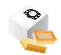 10 Bolsas Aspiradora y 2 filtros para Karcher MV4 MV5 MV6 WD4 WD5 WD6,Bolsas de filtro de vellón para aspiradoras en seco y húmedo Kärcher 2.863-006.0