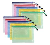 10 Bolsas con Cremallera, Bolsa de Archivo de Multicolor Cremallera, Bolsas con Cremallera, Carpetas para Archivo de Plástico con Malla para Recibos, Oficina, Viaje, Escolar