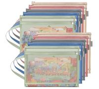 10 bolsas de almacenamiento con cremallera, de malla de colores de doble capa, bolsa de almacenamiento para juguetes, bolsa A4 con cremallera con asa, adecuadas para almacenar bloques de construcción,