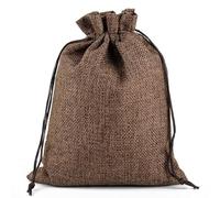 10 bolsas de arpillera natural de yute, bolsas de regalo de yute de varios tamaños, bolsa de almacenamiento de viaje, mini bolsas de embalaje de yute para bolsa de regalo, café profundo, 15 x 20 cm