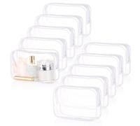 10 bolsas de aseo de viaje transparentes con cremalleras, 7.5 x 4.8 pulgadas, bolsas de maquillaje portátiles impermeables para familia, hombres y mujeres, White, Simplicidad