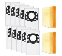 10 Bolsas de Aspiradora + 2 Filtros para Kärcher WD4 WD5 WD6 MV4 MV5 MV6 Piezas de repuesto para aspiradora 2.863-006.0 KFI 487