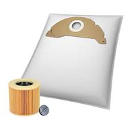 10 bolsas de aspiradora de fieltro para Kärcher A2003, A2004, A2014 CarVac, A2024 PT, A2054 ME, A2064 PT, A2704 PT, bolsas para aspiradora, aspiradora multiusos + 1 filtro de cartucho KA38